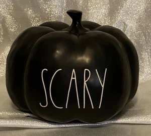 NEU NEU MIT ETIKETT Rae Dunn Halloween mittel schwarzer Kürbis FURCHTERREGEND RARITÄT matt LL große Buchstaben - Bild 1 von 2