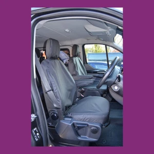 Ford Transit Custom PHEV 2019+ par de cubiertas de asiento delanteras impermeables a medida negras - Imagen 1 de 2