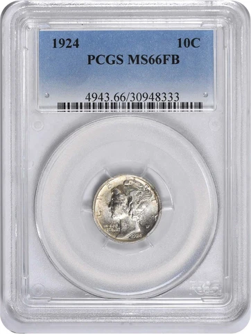 1924-P Mercury Silver Dime MS66FB PCGS Cover