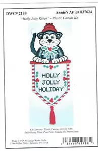 HOLLY JOLLY KITTEN Wall Hanging plastic canvas PATTERN 7ct (#0223) - Picture 1 of 1