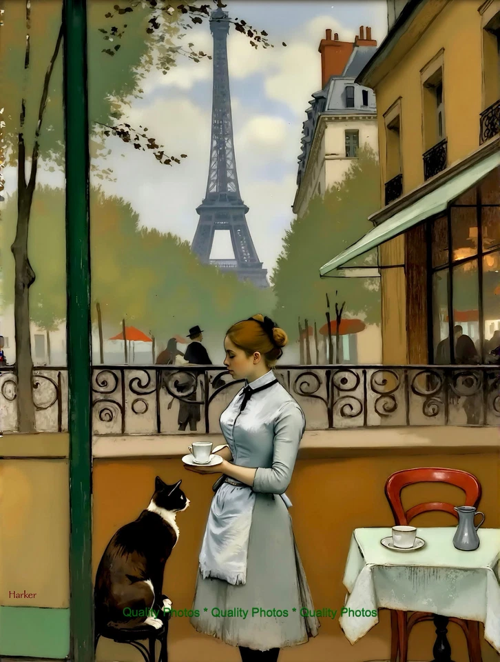Camarera y el gato en París 8,5x11" estilo impresión fotográfica Edgar Degas / arte Harker Foto 1 de 1