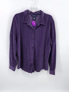 Denim & Co Size XL Women's Active Knit Button Front Long Sleeve Jacket Purple - Picture 1 of 4