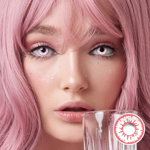 Doll Ghost Motivlinsen - weiß rosafarbige Puppenaugen Jahreslinsen Fun LuxDelux