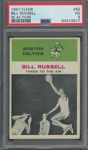 1961 Fleer Basketball #62 Bill Russell In Action Boston Celtics HOF PSA 3 VG