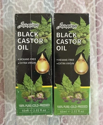 2 botellas de aceite de ricino negro jamaicano 100 % puro prensado en frío 2,02 fl oz exp 10/26 Foto 1 de 3