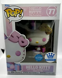 Sanrio Funko POP! Hello Kitty with Present 50th Anniversary Gold Glitter In Hand - Picture 1 of 4
