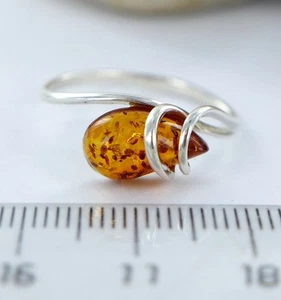 Ambra Anello Anello IN Ambra Argento 925 Ambrato - Foto 1 di 1