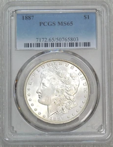 1887 Morgan Silber Dollar PCGS MS65 Frosty Original gerade bewertet neuer Halter #P106 - Bild 1 von 4