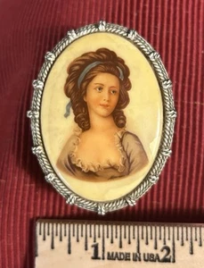 Vintage Florence Ceramic Lady Head Metal Trinket Box - Picture 1 of 7