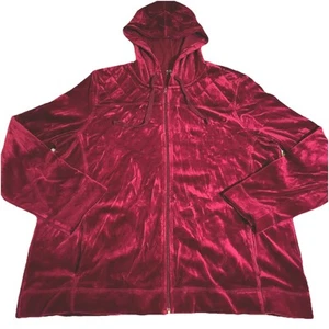 Talbots Long Sleeve Velour Hoodie Red Women's Size Extra Large Womens Full Zip - Picture 1 of 9