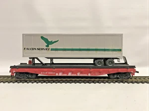 Remolque Falcon Piggyback HO AHM 11103 en auto plano Santa Fe ATSF 90850 - Imagen 1 de 8