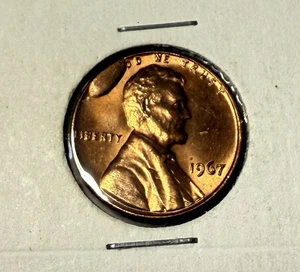 1967  $1C Lincoln Memorial Cent -Rare Error - "Bolden Goose Egg on Rim" - Picture 1 of 4