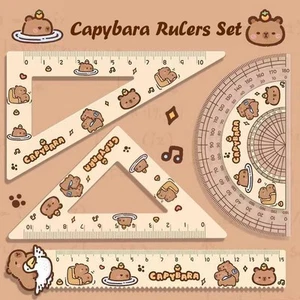 4PCS/1Set Cute Cartoon Capybara Rulers Set Drawing Tools Student School Supplies - Photo 1/23