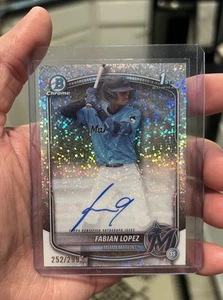 2025 Bowman Chrome Fabian Lopez Speckle Autograph #252/299 Marlins 1st Bowman - Picture 1 of 2