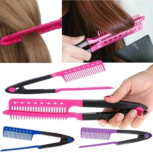 Comb Multifunction V Shape Flat Hair Styling Straightening Salon DIY Style Tool - Picture 1 of 11