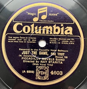 78rpm DANCE BAND PICCADILLY REVELS BAND Ray STARITA Just The Same / Yale Blues - Bild 1 von 4