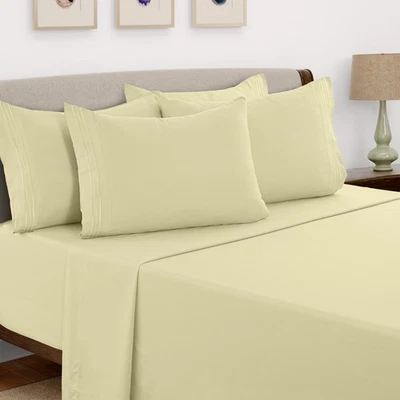 Juego de sábanas de 6 piezas serie 1800 microfibra confort bolsillo profundo sábanas de hotel Foto 1 de 4