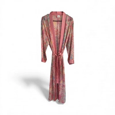 Cabernet 睡衣 粉彩花卉透明长袍 – Cottagecore | M 码 — 第 1/4 张图片