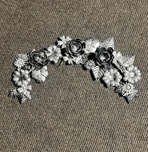 Vintage Silver Metal Arched Floral Swag Wall Decor - Picture 1 of 4
