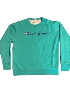 CHAMPION Vintage Sweatshirt Large Script Logo Across Chest Blue/Green/Turquois - Bild 1 von 11