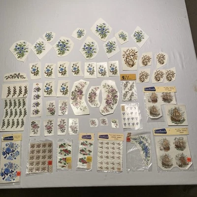 Lote de transferencia de calcomanías de cerámica vintage envíos florales gran lote mixto Foto 1 de 4