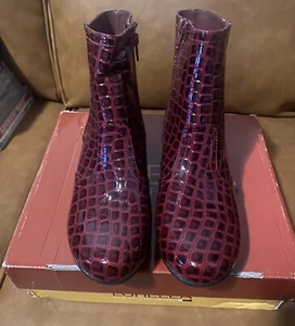 LORELLA Ladies Sofia Red Croc Ankle Boots - SIZE 39 - BNIB. - Picture 1 of 9