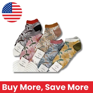 Women's Floral Low-Cut Ankle Socks - 5 Pairs Lightweight & Soft Cotton - Picture 1 of 4