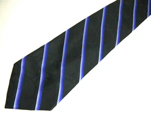 Alfani Mens Necktie Tie Black Purple Striped 60" Career - Picture 1 of 4