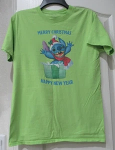 Disney Stitch Christmas t-shirt small graphics tee adult green WDW preowned - Picture 1 of 6