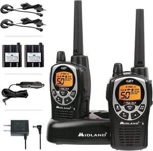 Midland 50 Channel GMRS Two-Way Radio Long Range Walkie Talkie w/ Headset (Pair) - Zdjęcie 1 z 4