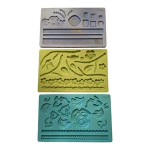 Lot Of 3 Wilton Silicone Fondant Gum Paste Molds Flowers Leaves Buttons Shapes - Picture 1 of 4