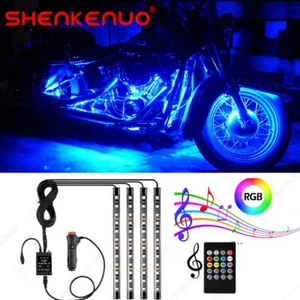 Motorcycle RGB LED Lights Wireless Remote Multi Color Neon Glow Light Strips Kit - Picture 1 of 12