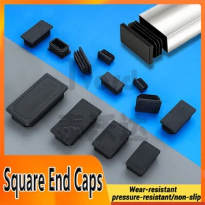 Black Square Plastic End Caps Blanking Plugs Box Section /Tube Inserts - Picture 1 of 28