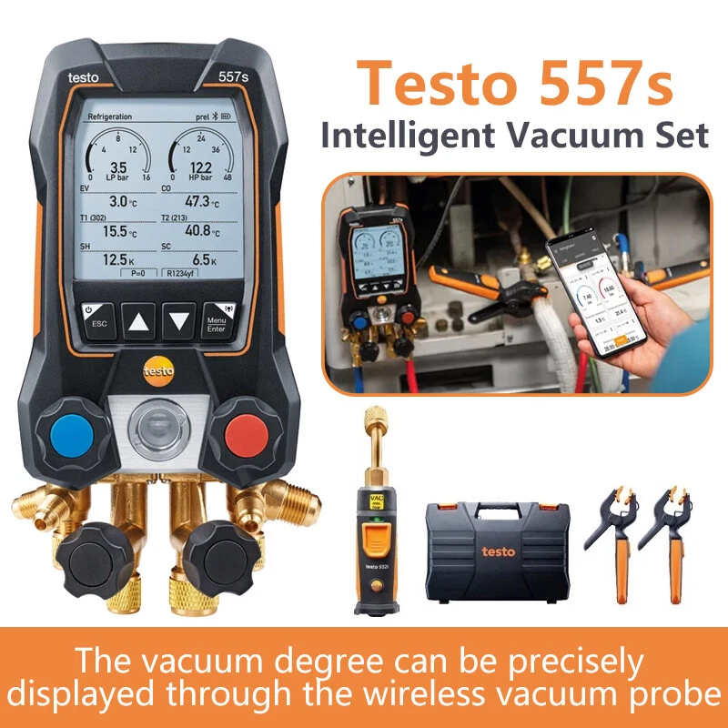 Testo 557s Kit Smart Digital Manifold Bluetooth with 1xTesto 552i & 2xTesto 115i
