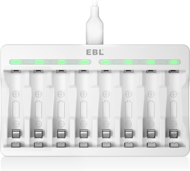 EBL Cargador de batería de 40 ranuras para 1/2/319/20/2138/39/40  pilas recargables AA AAA, cargador de batería múltiple avanzado, diseño de