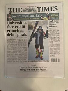 MINT The Times Bitcoin Crypto Newspaper January 2019 10th year anniversary FLAT