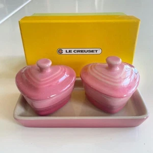 Le Creuset Miniature Ramekin D'Amour Set Heart Rose Quartz Tray Pink Japan New - Picture 1 of 4