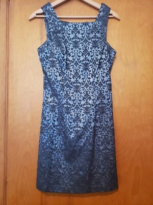 City Triangles Vtg Dress Blue Black Brocade Sz 5 Cosplay Gothic Punk Wedding - Image 1 of 4