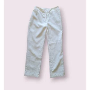 MERONA White Linen Pants Size 10 Straight Leg Fully Lined Beachy Medium Light - Picture 1 of 8