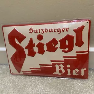 Stiegl Salzburger Bier Beer Metal Tin Embossed Sign 12" x 8" Germany Home Decor - Foto 1 di 8