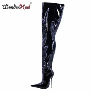 14cm/16cm Stiletto Heel Extreme Ultra Pointed Toe Nightclub Sexy Over Knee Boots - Picture 1 of 8