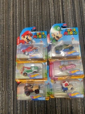 Hot Wheels Super Mario Personaje Coche Colección Set De 6 2017 Foto 1 de 4