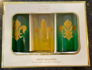 Set (3) Fleur de Lis Schnapsgläser 2 oz MEHRFARBIG Slant Collection - Bild 1 von 4