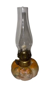 VERY RARE Antique Mt Washington Crown Milano Miniature Kerosene Lamp Satin Glass - Picture 1 of 8