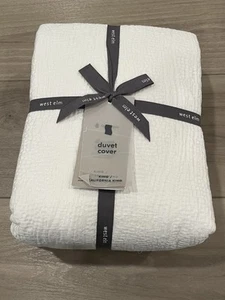 Neu mit Etikett West Elm TENCEL BAUMWOLLE MATELASSE Bettbezug California/King WEISS - Bild 1 von 4
