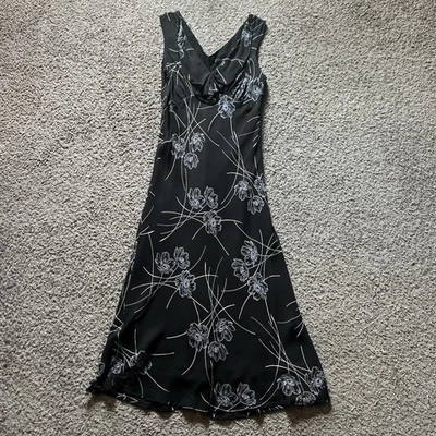 Vestido Vintage The Limited 4 Seda Estampado Floral Sin Mangas Volantes Midi Y2K Años 90 Foto 1 de 4