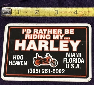 Authentic Harley Davidson Vinyl Die Cut Sticker Decal Hog Heaven Miami Florida - Picture 1 of 3