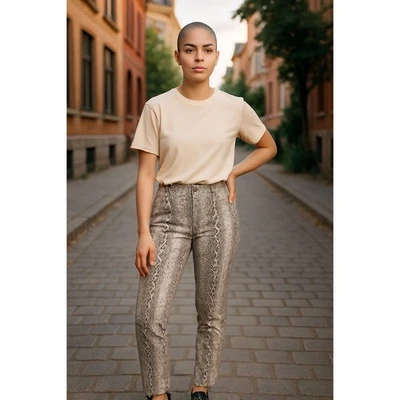 Jay Godfrey Snake Print Skinny Pants Size 2 Chic Trendy Streetwear Trousers - Image 1 of 4