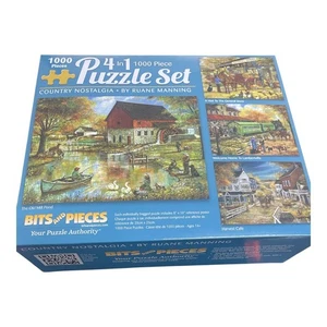 Puzzle Set 4 IN 1 Jigsaw Country Nostalgia 1000 Pieces Ruanne Manning Adult - Picture 1 of 8