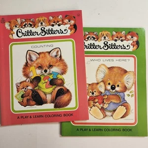UNUSED Vintage Critter Sitters Coloring Books 1983 Who Lives Here & Counting - Picture 1 of 11